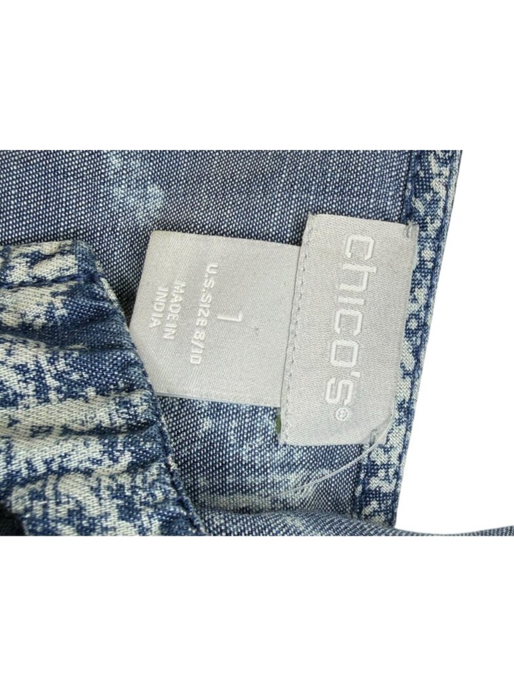 Chico's Blue Chambray Floral Embroidered Blouse Size M K0852 - Picture 7 of 10